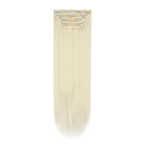 الصورة المصغرة: REECHO 18" Straight Long 4 PCS Set Thick Clip in on Hair Extensions Natural Bla