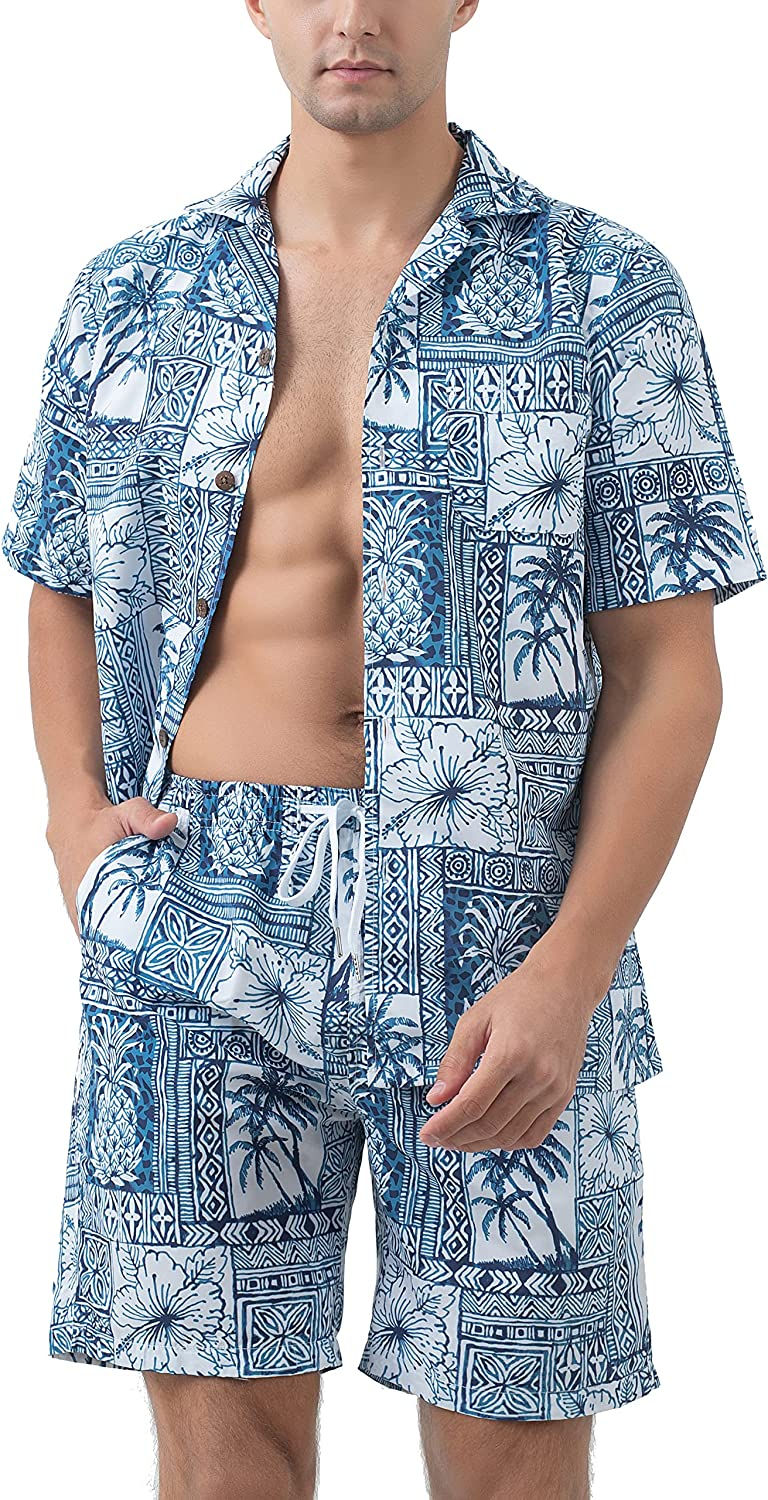Miniature : Year In Year Out Hawaiian Shirts and Shorts Sets for Men Regular Fit Casual Haw
