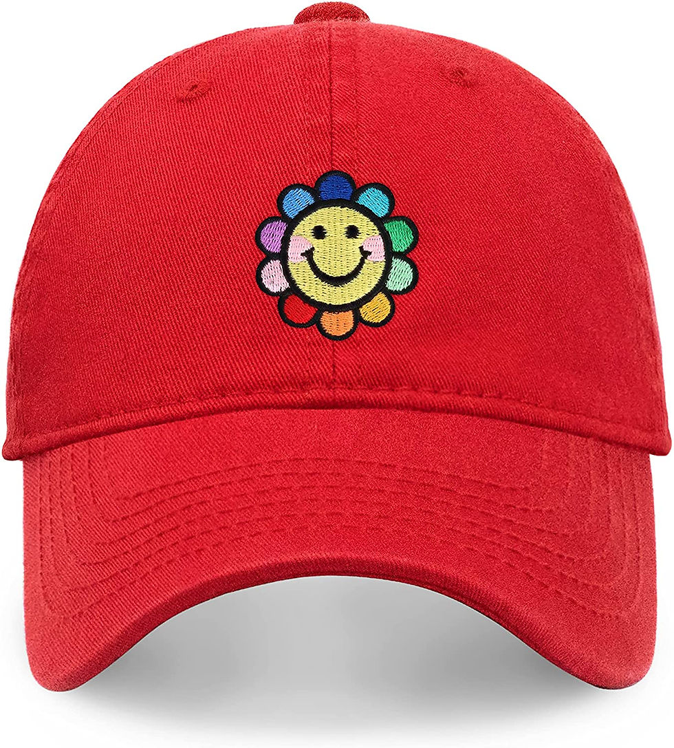 थंबनेल: CHOK.LIDS Smiley Face Hat Embroidered Baseball Caps Trending Smile Flower Desig