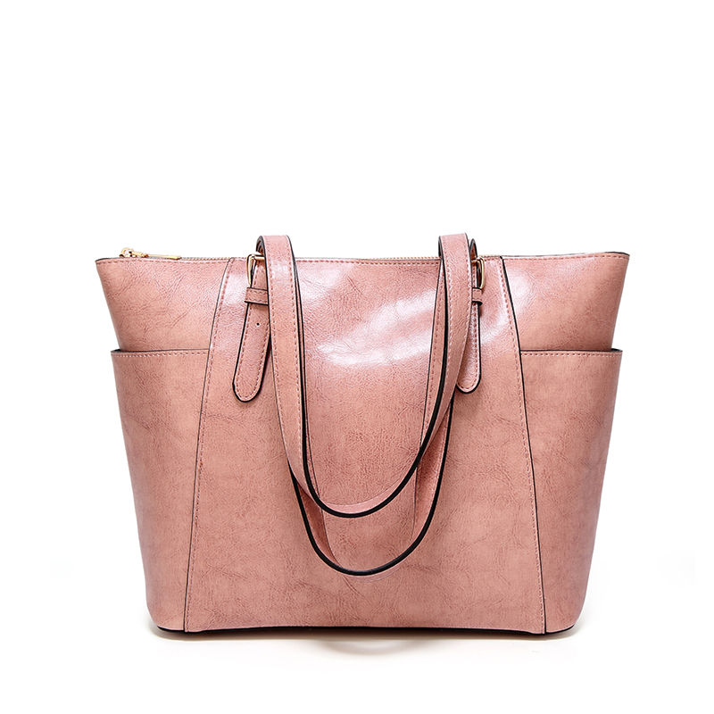 Thumbnail: Custom Ladies Large Luxury Work PU Brown Leather Tote Laptop Handbag Women Shou