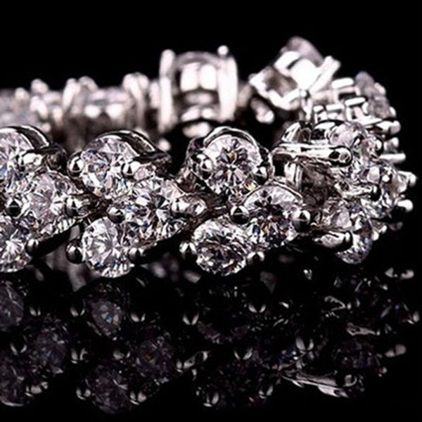サムネイル： 2021 New Fashion Roman Style Woman 925 Sterling Silver Crystal Diamond Bracelet