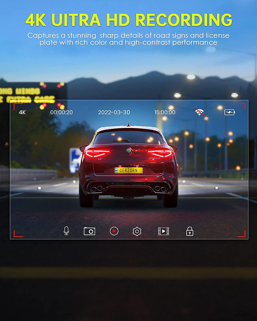 サムネイル： 4K Mirror Dash Cam with GPS WiFi,12" Voice Control Touch Screen Dash Cam Front 