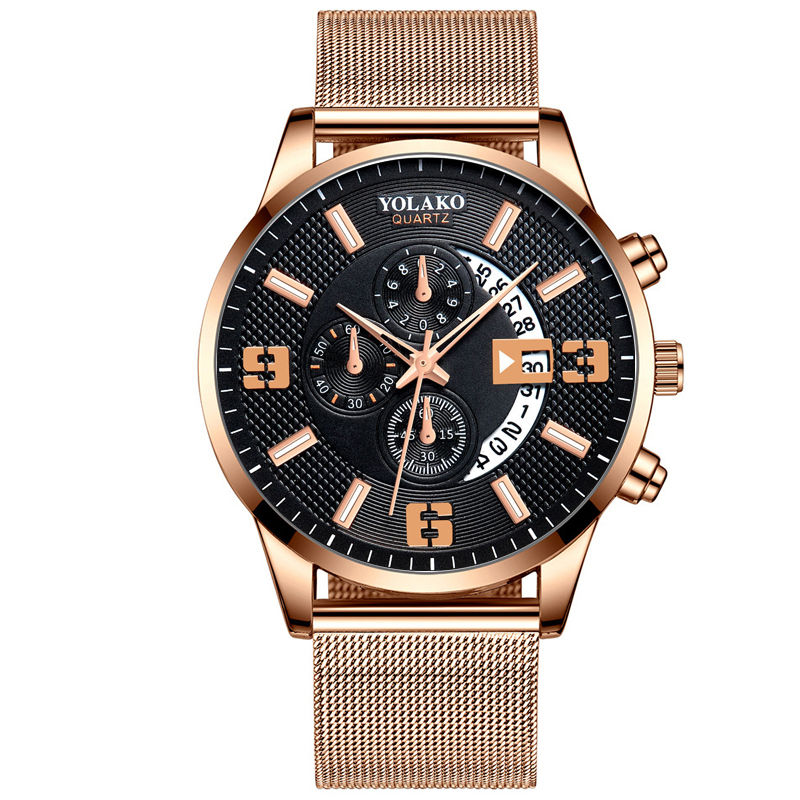 Thumbnail: 2022 Watches Mens Fashion Calendar Watch Men Business Stainless Steel Mesh Belt