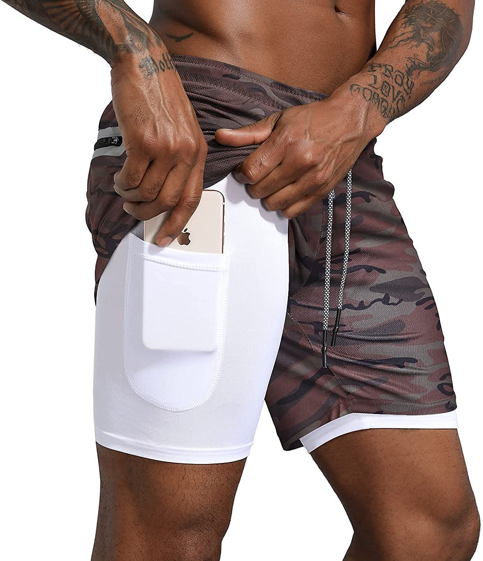 Miniatura: Leidowei Men's 2 in 1 Workout Running Shorts Lightweight Training Yoga Gym 7" S