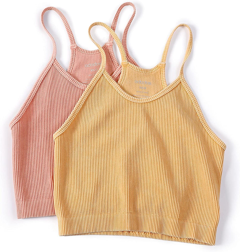 Thumbnail: ODODOS Women's Crop 3-Pack Washed Seamless Rib-Knit Camisole Crop Tank Top