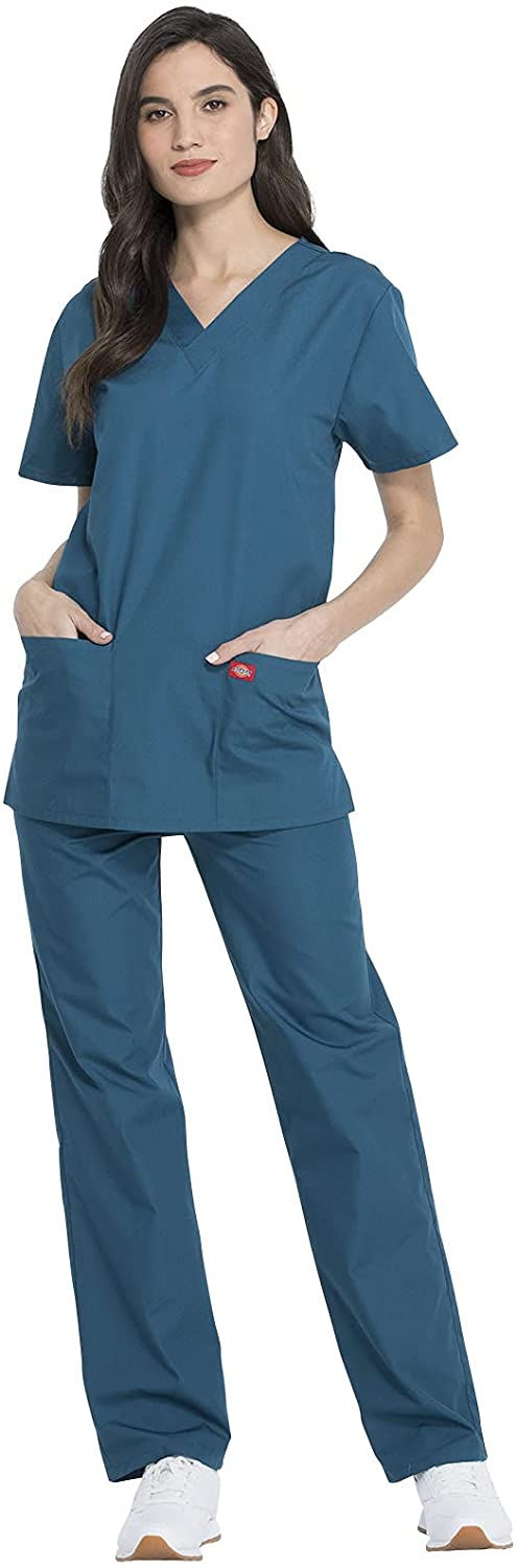 Thumbnail: Dickies Men & Women Top and Pant Scrubs Set DKP520C