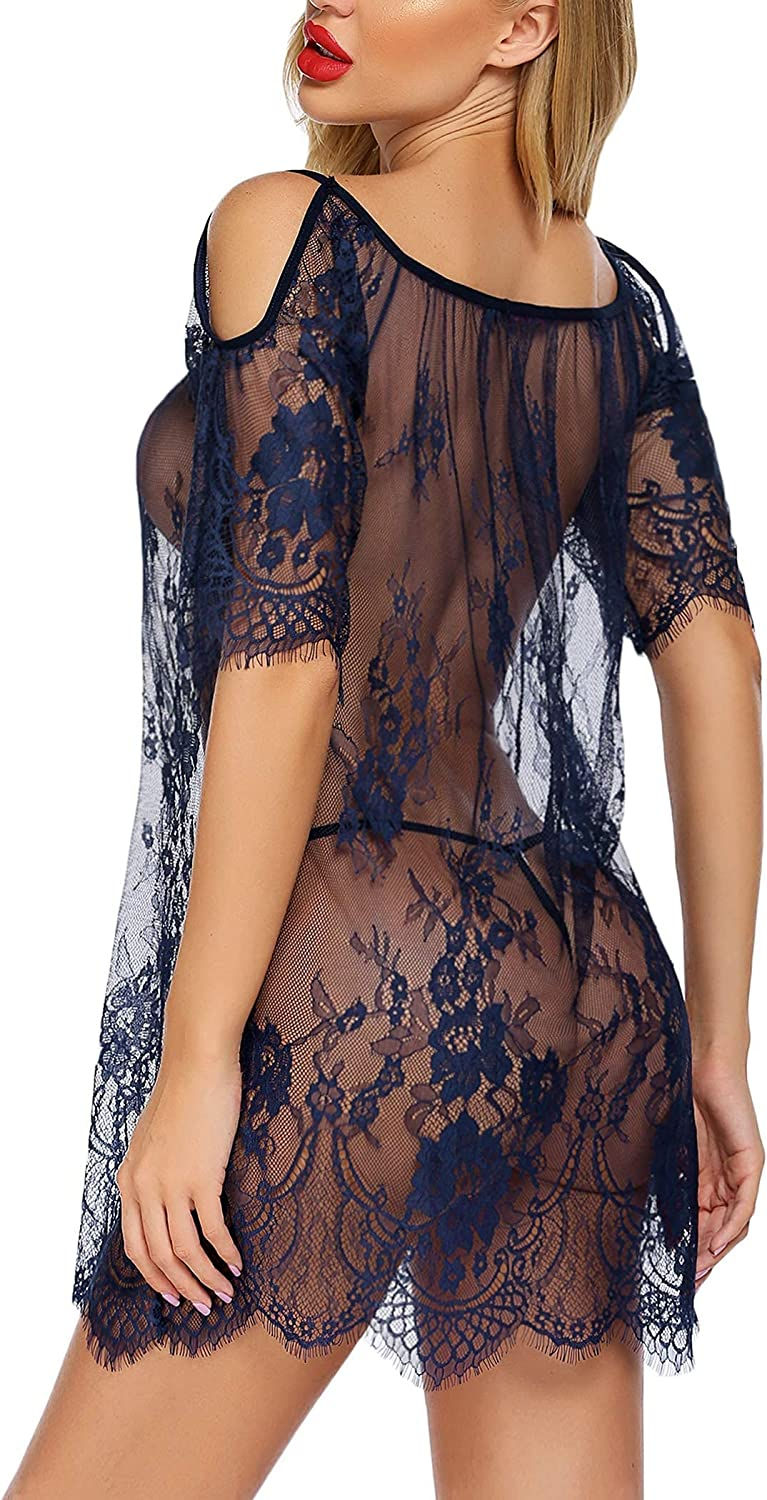 Thumbnail: Avidlove Women Chemises Lace Smock Lingerie Mini Babydoll Lingerie Sleepwear S-
