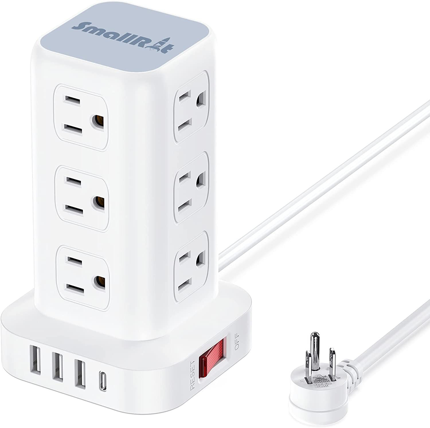 Extension Cord with Multiple Outlets Surge Protector Mini Power Strip Tower Tra