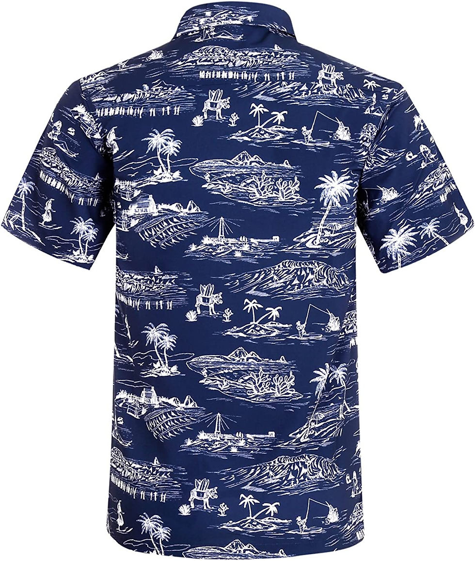 Miniature : ELETOP Men's Hawaiian Shirt Quick Dry Tropical Aloha Shirts Short Sleeve Beach 