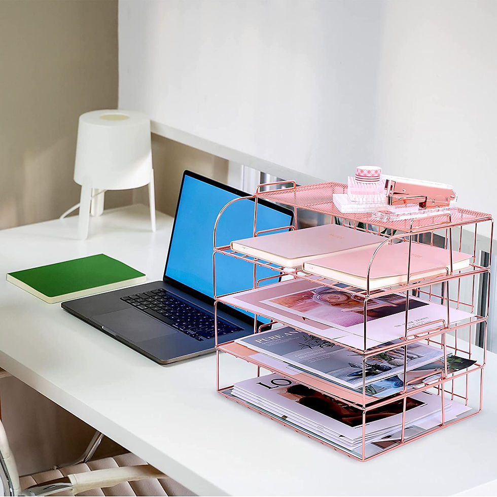 Miniature : Paper Organizer for Desk, 4 Tier Desk Organizers for Office Stackable Letter Tr