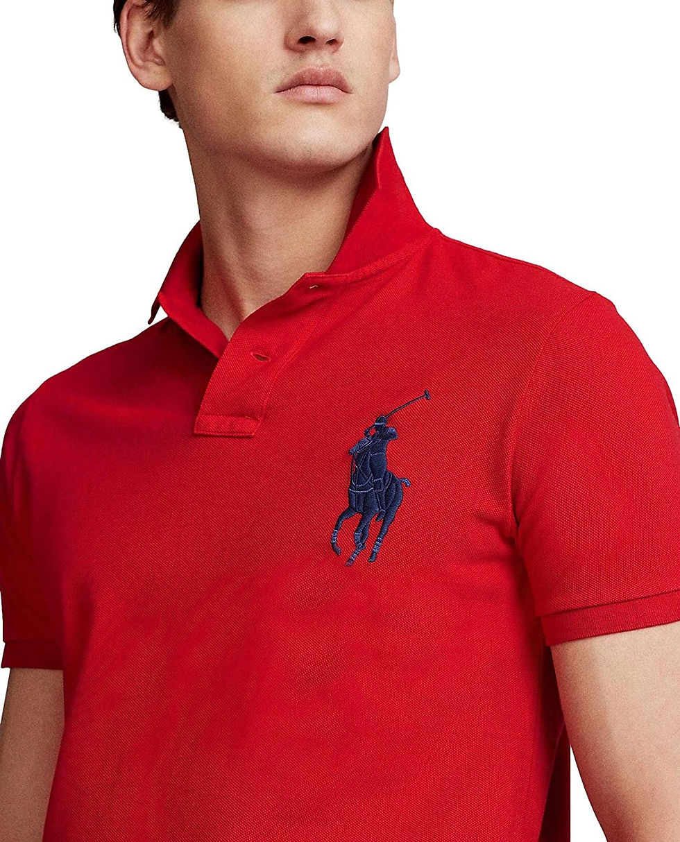 الصورة المصغرة: Polo Ralph Lauren Mens Big Pony Custom Slim Fit Mesh Polo Shirt