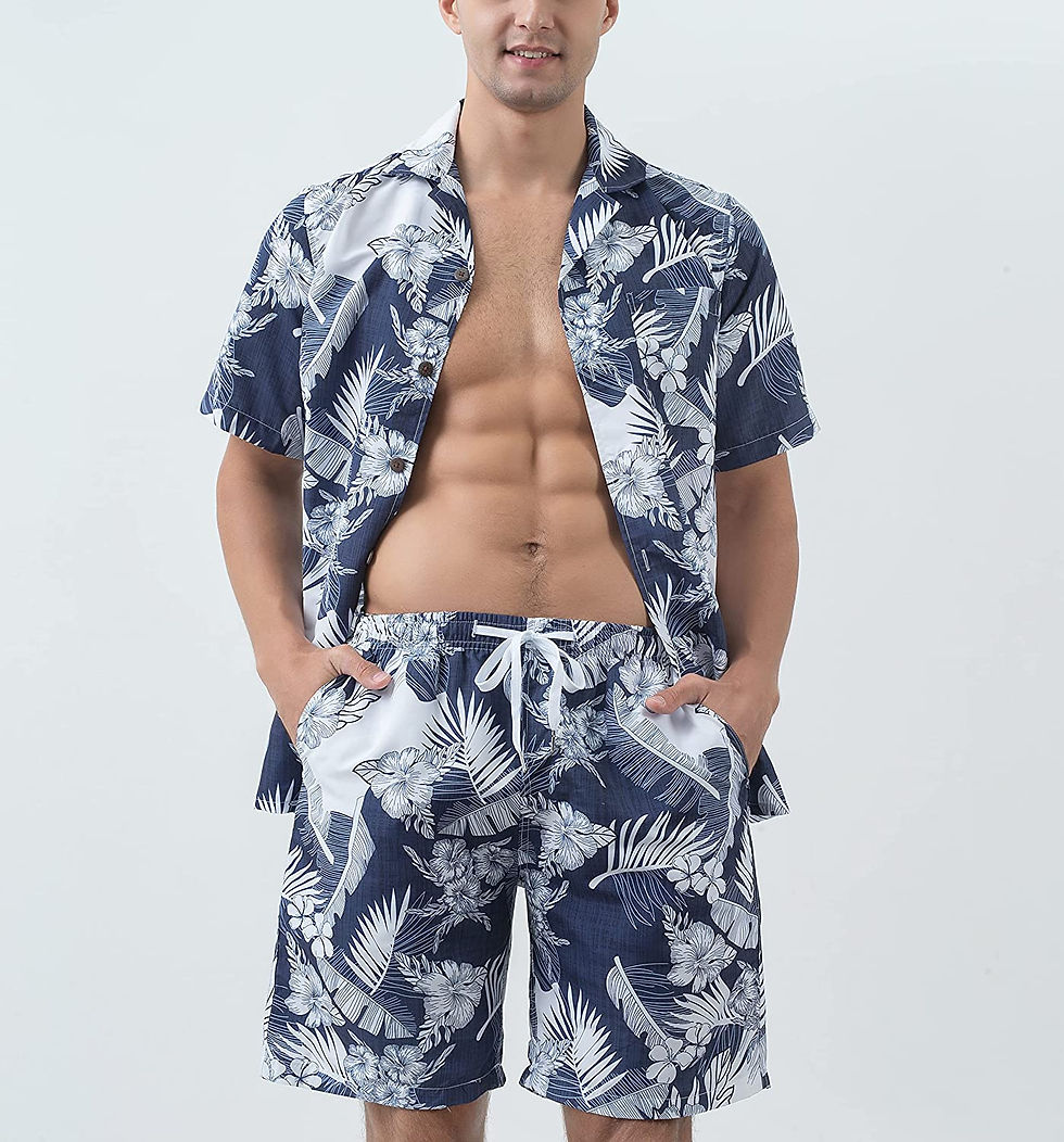 Miniature : Year In Year Out Hawaiian Shirts and Shorts Sets for Men Regular Fit Casual Haw