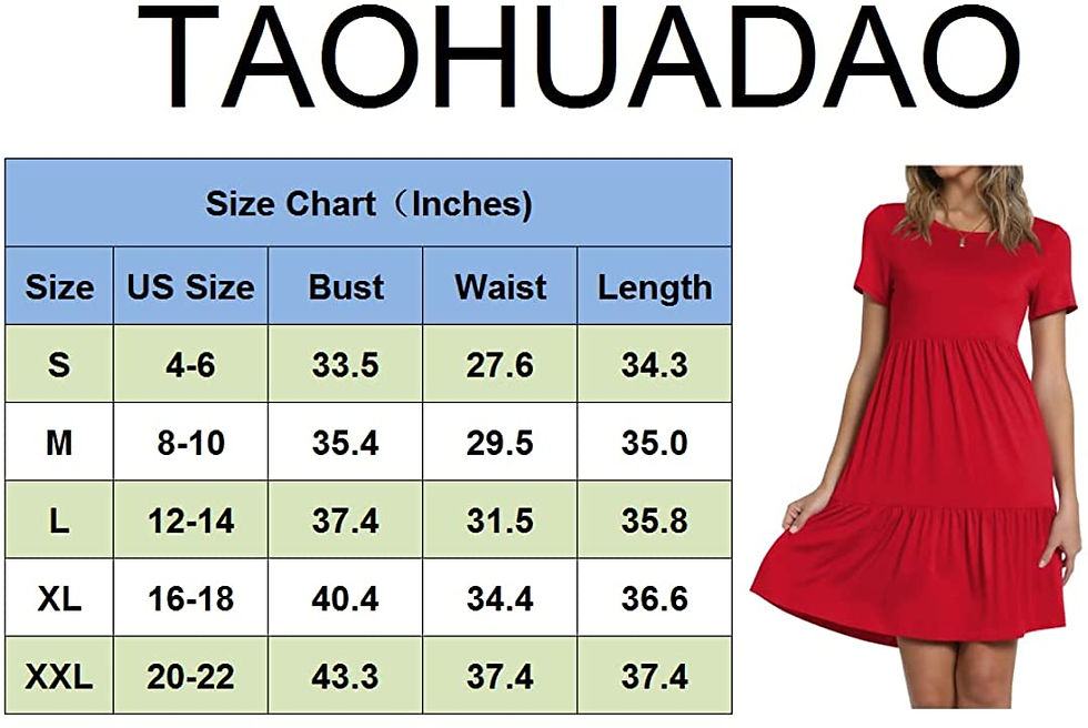 थंबनेल: TAOHUADAO Women's Short/Long Sleeve T-Shirt Dresses Casual Ruffle Swing Dress w