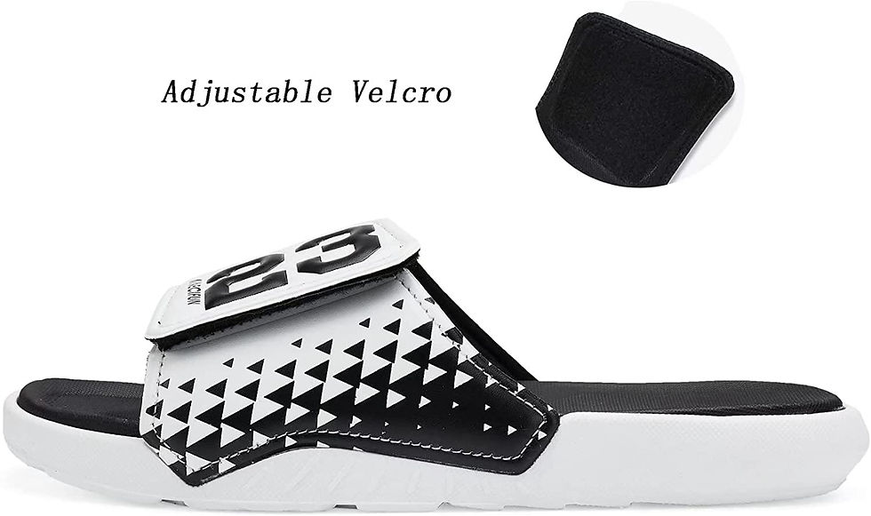 الصورة المصغرة: Men's Athletic Adjustable Slide Sandals with Velcro Lightweight Comfort Slip On