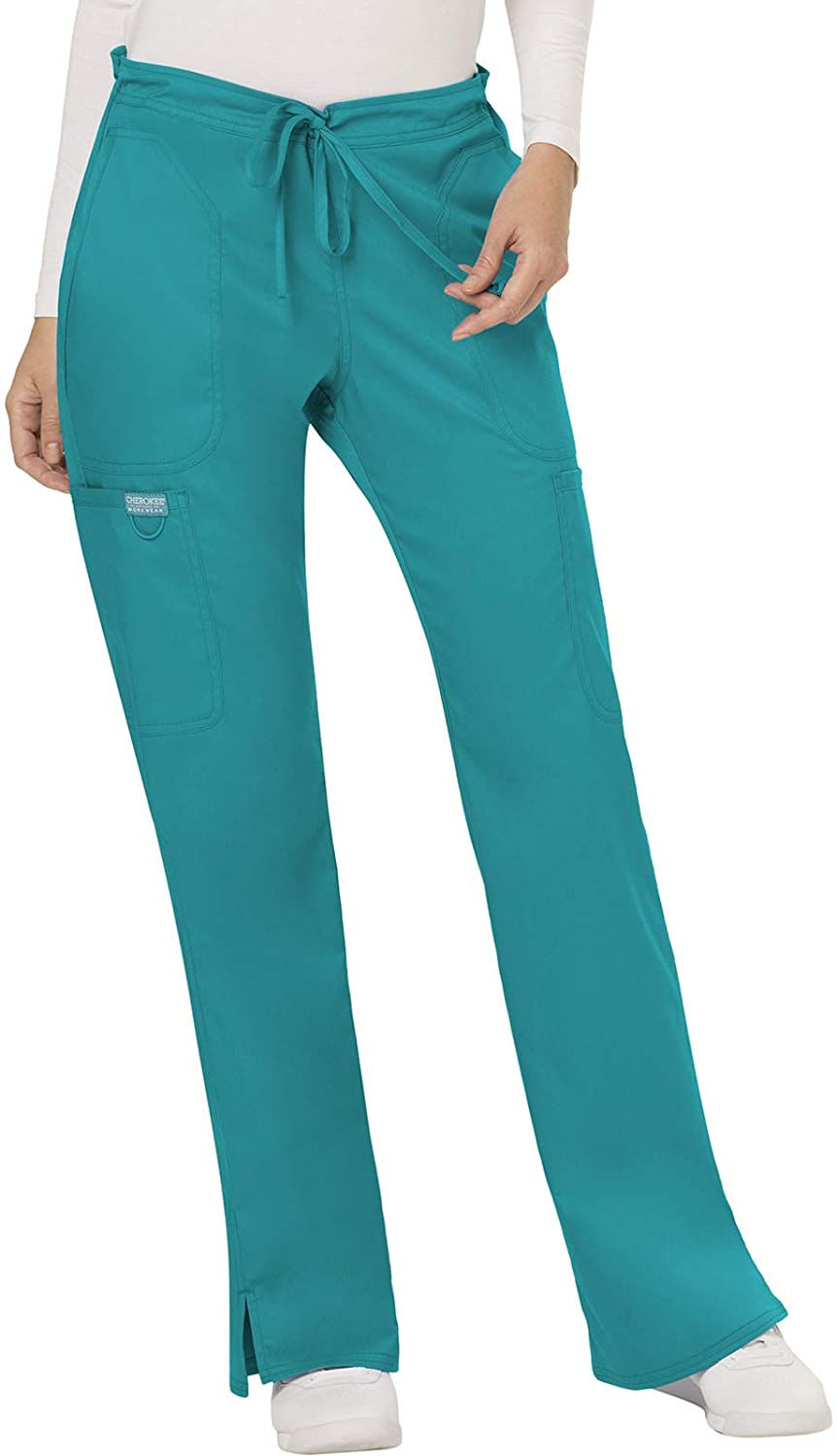 Thumbnail: CHEROKEE Womens Mid Rise Moderate Flare Drawstring Pant