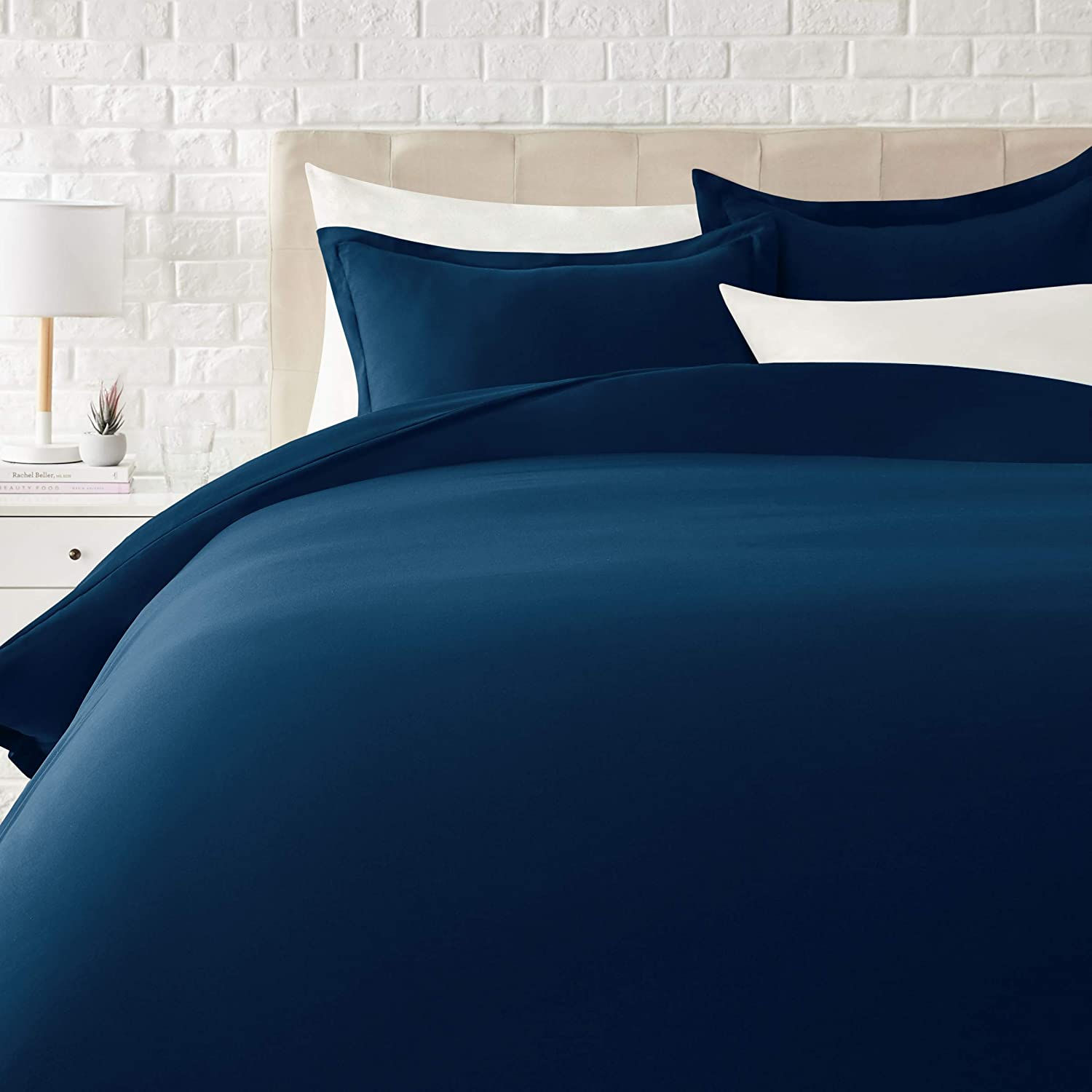 Amazon Basics Light-Weight Microfiber Duvet Cover Set with Snap Buttons - King,