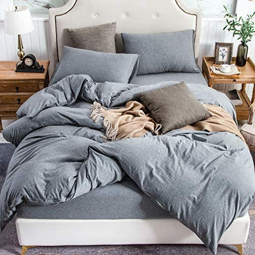 الصورة المصغرة: PURE ERA Jersey Knit Duvet Cover Set 100% T-Shirt Cotton Super Soft Comfy, Soli