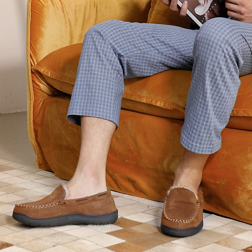 Miniature : Zigzagger Men's Moccasin Slippers Memory Foam House Shoes