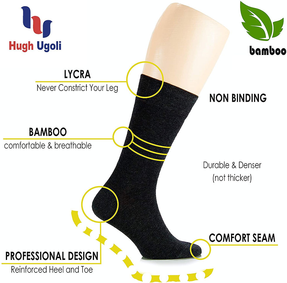 Thumbnail: Hugh Ugoli Bamboo Women Socks, Soft Thin Crew Socks for Trouser, Dress, Busines