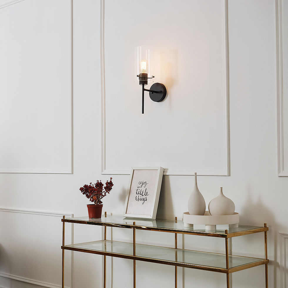 Thumbnail: Globe Electric Pisaq 1-Light Wall Sconce, Matte Black, Clear Glass Shade, 51860