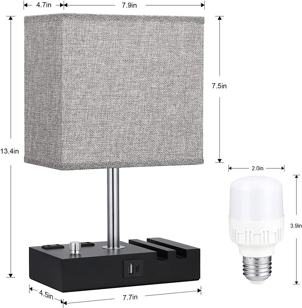 Thumbnail: Fully Dimmable Table Lamp for Bedroom with USB C Ports, Kakanuo Small USB Bedsi