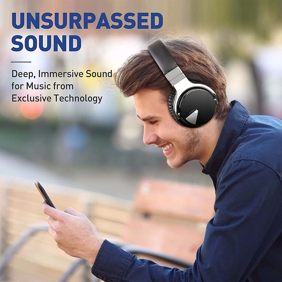 Thumbnail: Tapela E7 Wireless Active Noise Cancelling Headphones, Over Ear Bluetooth Headp