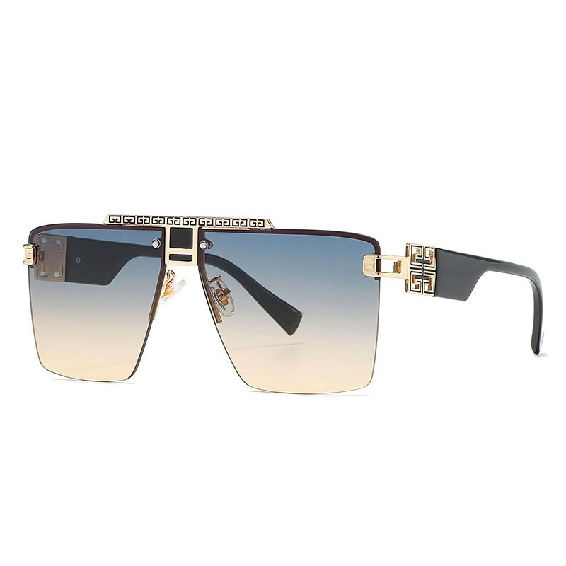 Miniaturbild: New Retro Modern Fashion Black Man Sunglasses with Frameless and Oversize Hollo