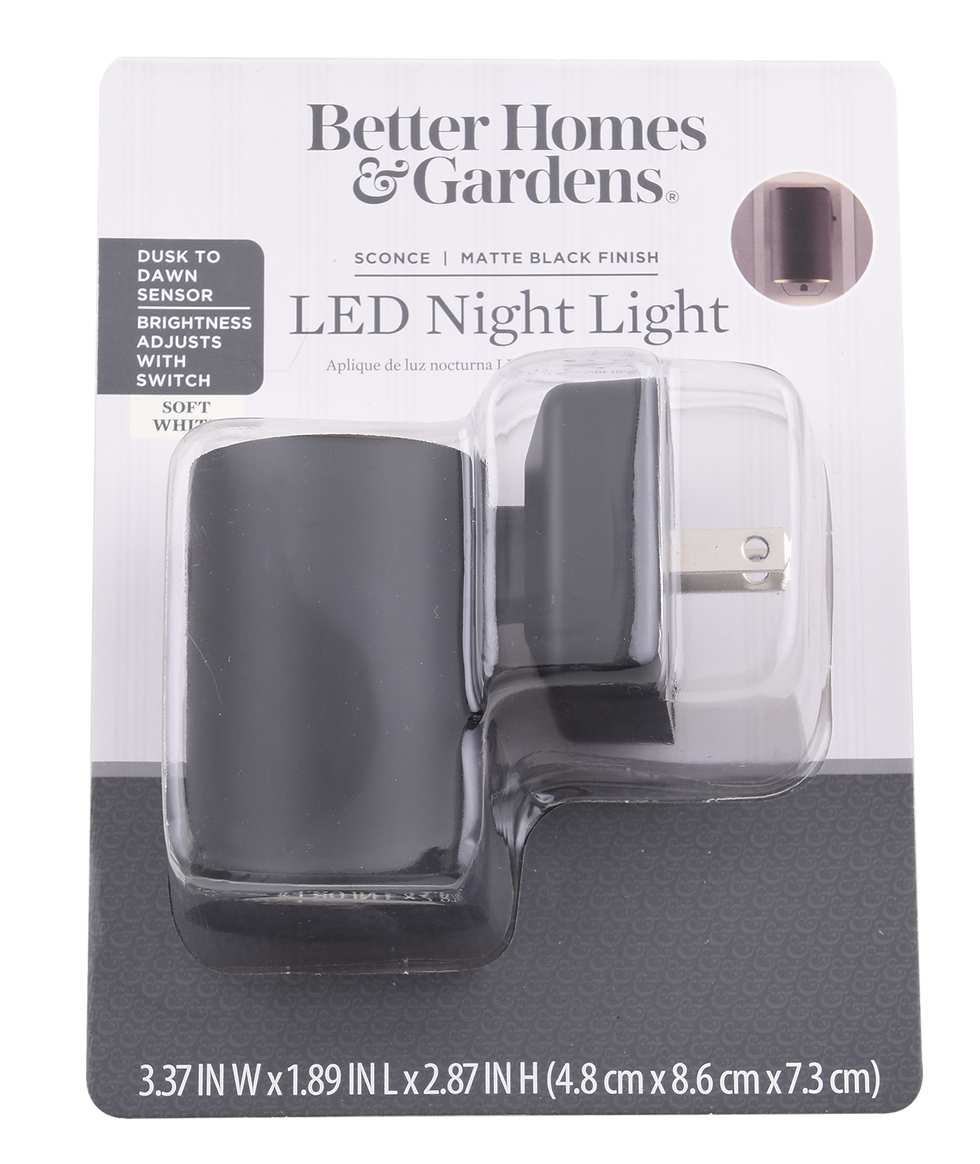 Thumbnail: Better Homes & Gardens LED Scone Black Night Light, 1W Soft White DTD Night Lig