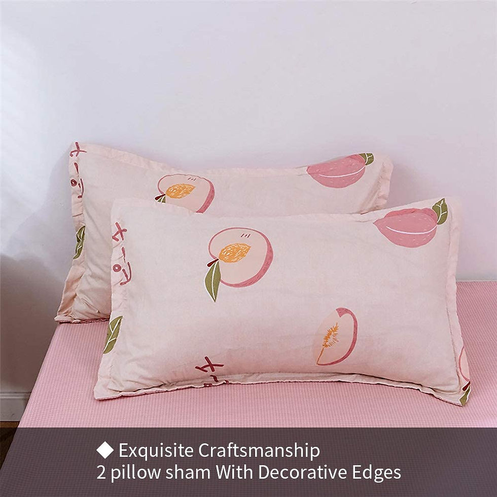 الصورة المصغرة: Xiongfeng Kids Duvet Cover Set Queen Size Girls Peach Fruit Printed Blush Pink 