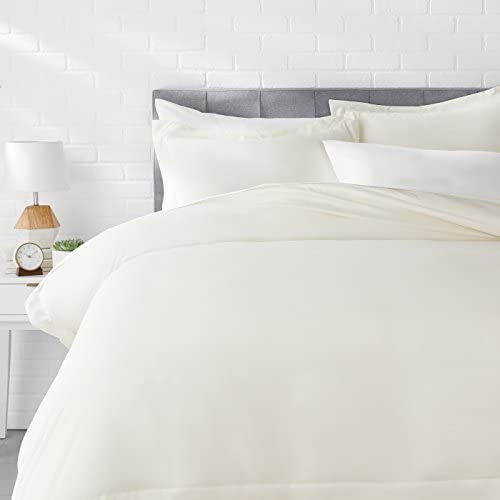 الصورة المصغرة: Amazon Basics Light-Weight Microfiber Duvet Cover Set with Snap Buttons - King,