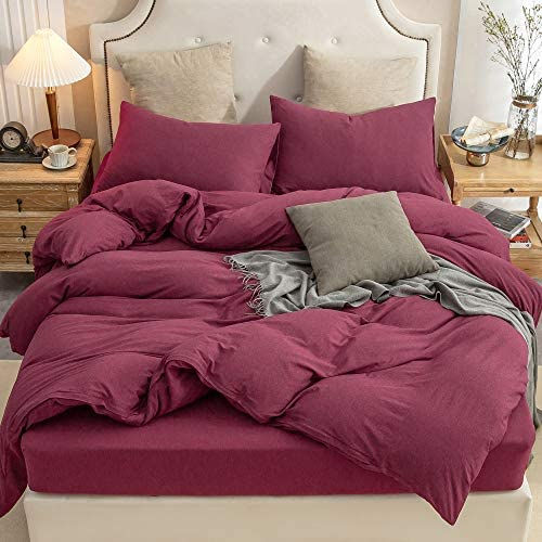 الصورة المصغرة: PURE ERA Jersey Knit Duvet Cover Set 100% T-Shirt Cotton Super Soft Comfy, Soli