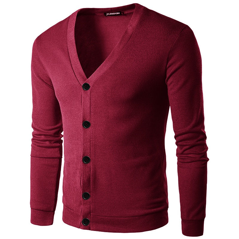 الصورة المصغرة: Mens Casual Slim Fit Cardigans V-Neck Basic Designed Long Sleeve Button Down Co
