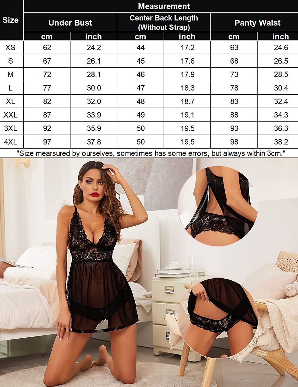 Thumbnail: Avidlove Women Lingerie Lace Babydoll Strap Chemise Halter Teddy V neck Sleepwe