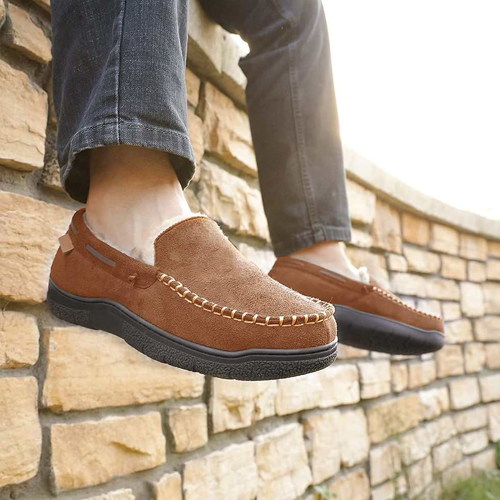 Miniature : Zigzagger Men's Moccasin Slippers Memory Foam House Shoes