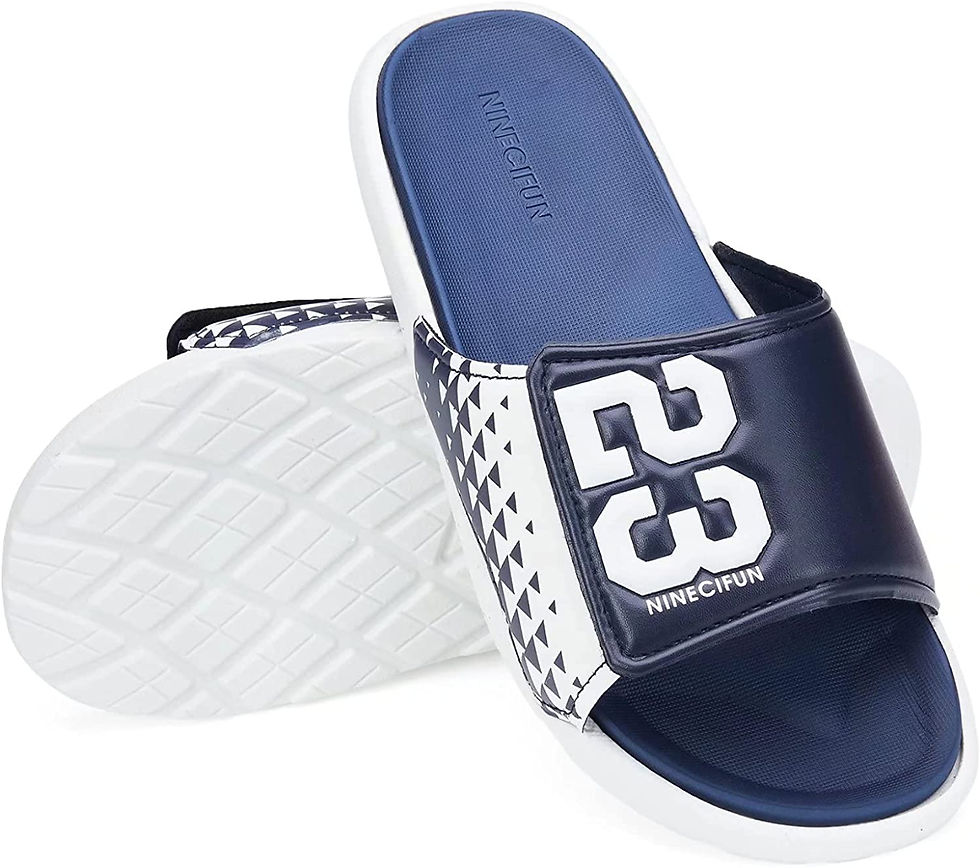 الصورة المصغرة: Men's Athletic Adjustable Slide Sandals with Velcro Lightweight Comfort Slip On