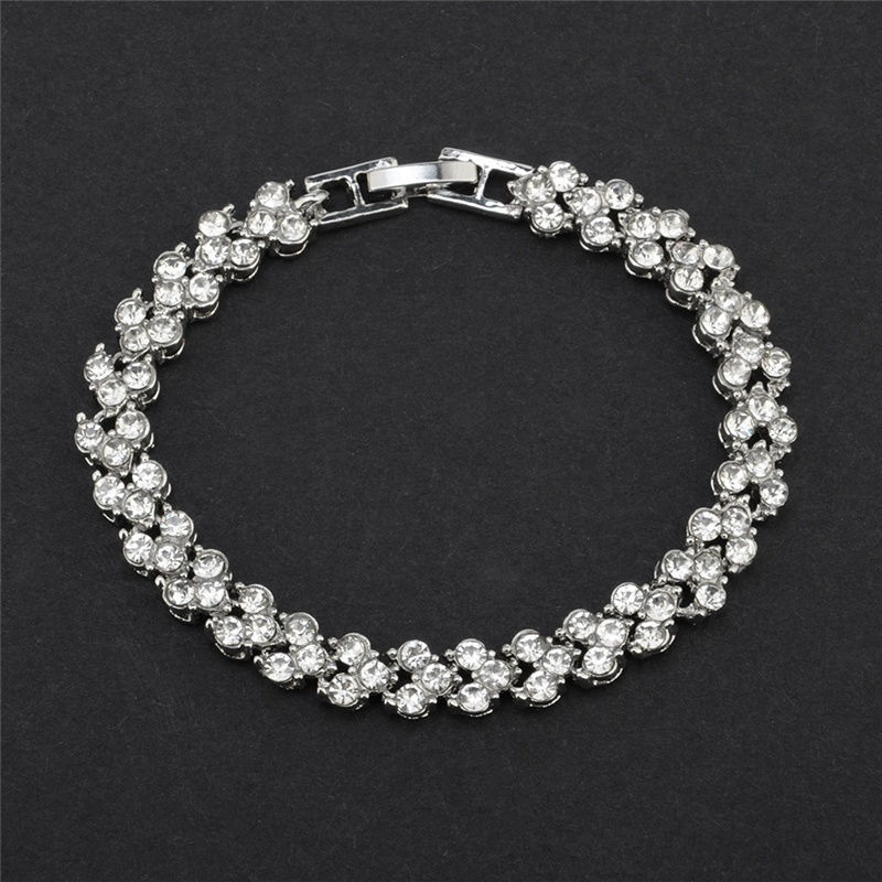サムネイル： 2021 New Fashion Roman Style Woman 925 Sterling Silver Crystal Diamond Bracelet