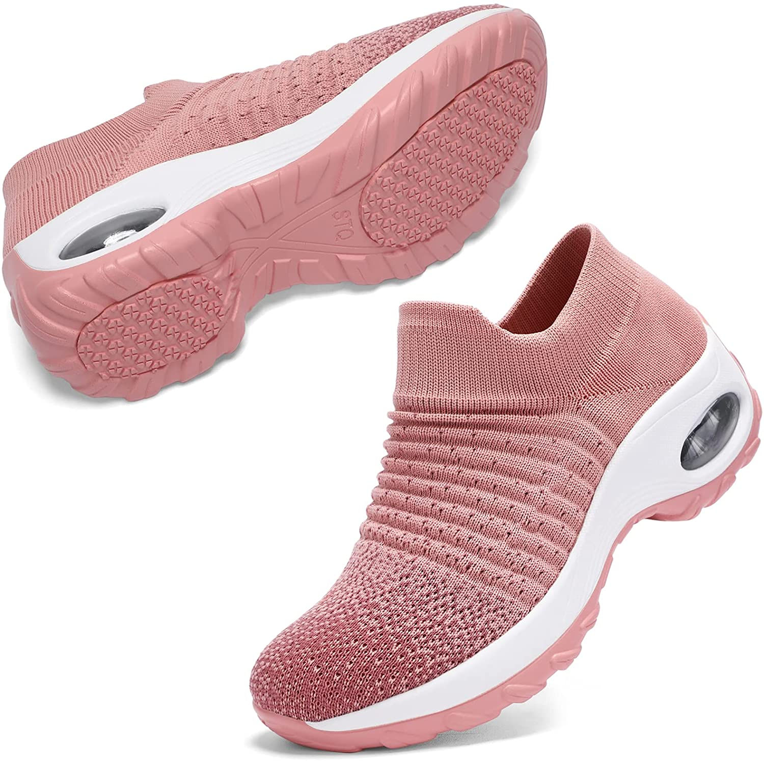 STQ Slip On Breathe Mesh Walking Shoes Women Fashion Sneakers Comfort Wedge Pla