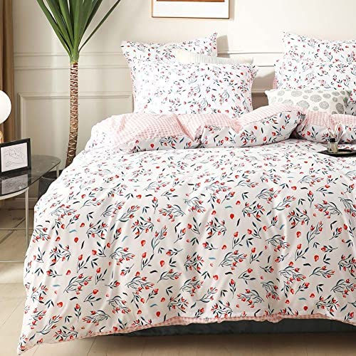 الصورة المصغرة: Xiongfeng Kids Duvet Cover Set Queen Size Girls Peach Fruit Printed Blush Pink 