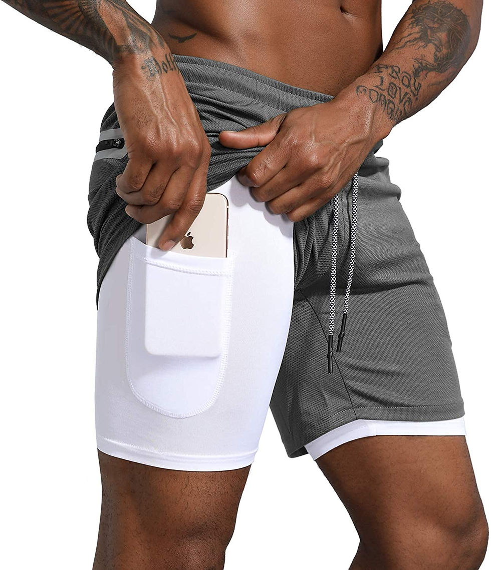 Miniatura: Leidowei Men's 2 in 1 Workout Running Shorts Lightweight Training Yoga Gym 7" S