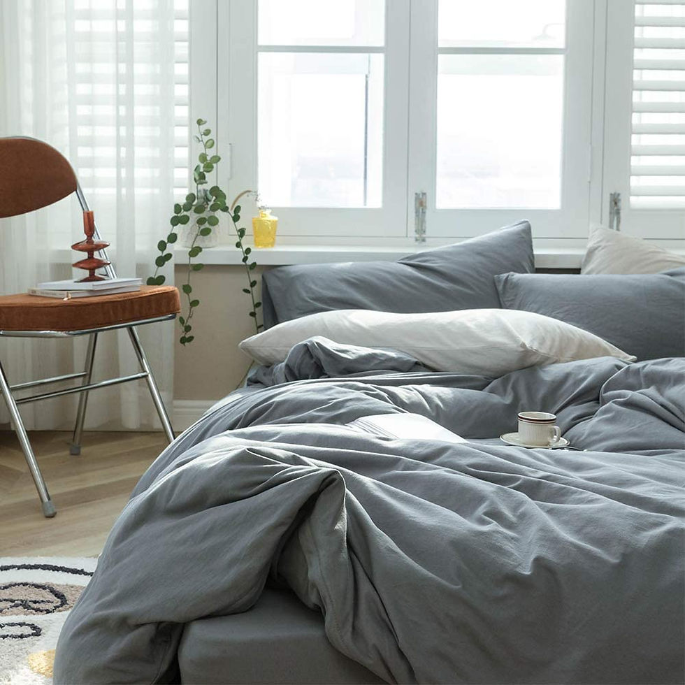 الصورة المصغرة: Washed Cotton Duvet Cover Dark Green Reversible Solid Color Bedding Set Modern 