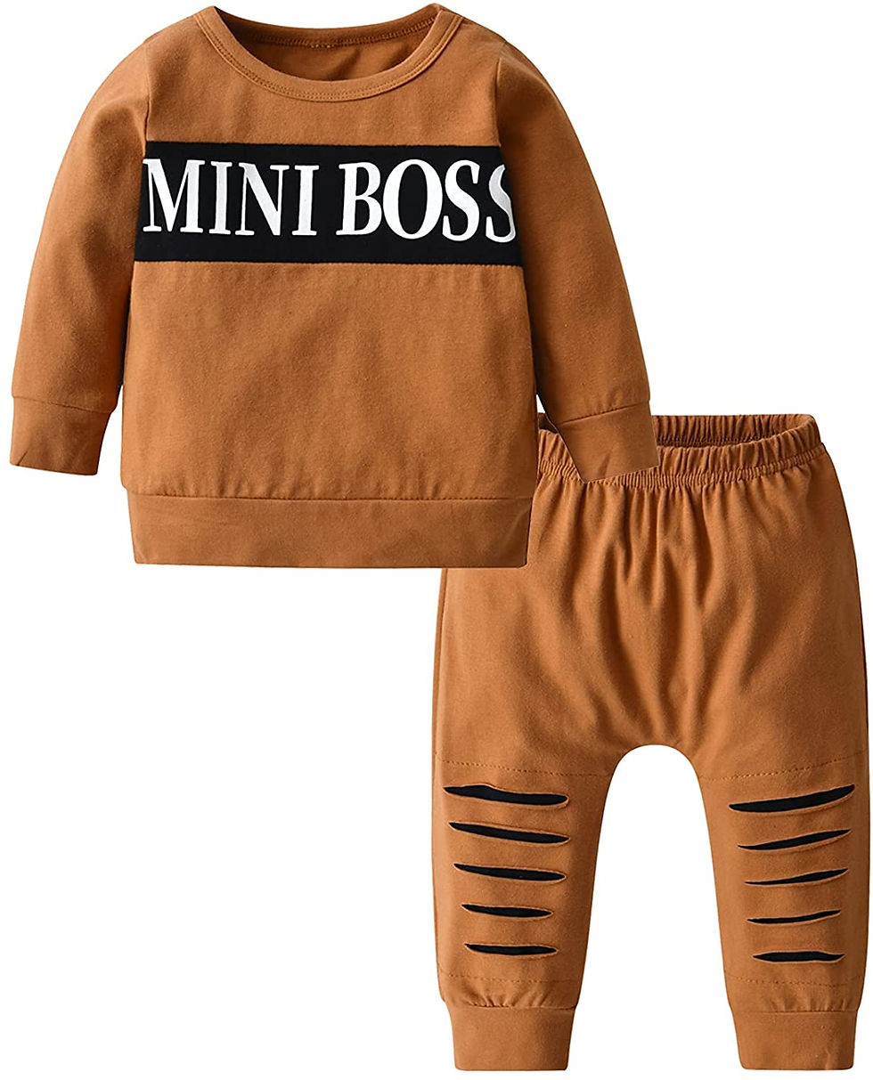 الصورة المصغرة: Toddler Infant Baby Boy Clothes Long Sleeve Letter Print Sweatshirt T