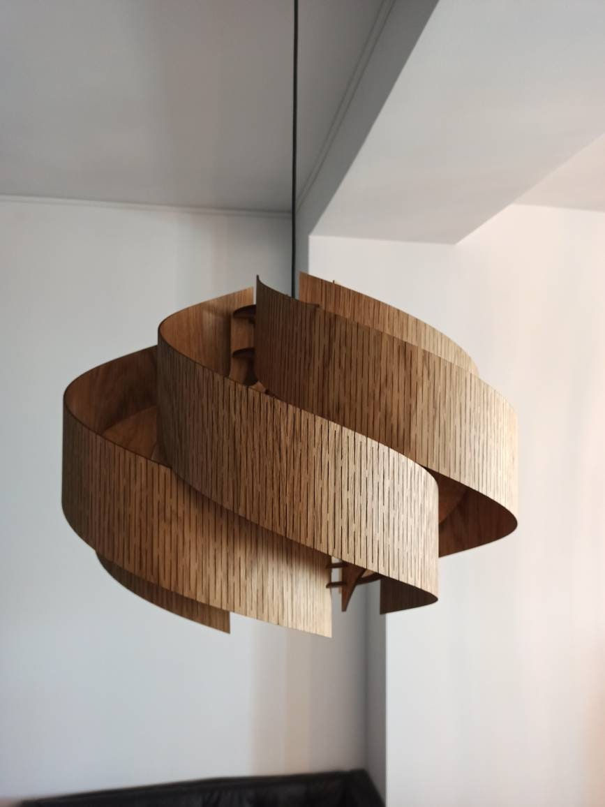 Miniaturbild: Natural Oak "The Secret" Wood lamp  wooden lamp shade  hanging lamp  wood penda