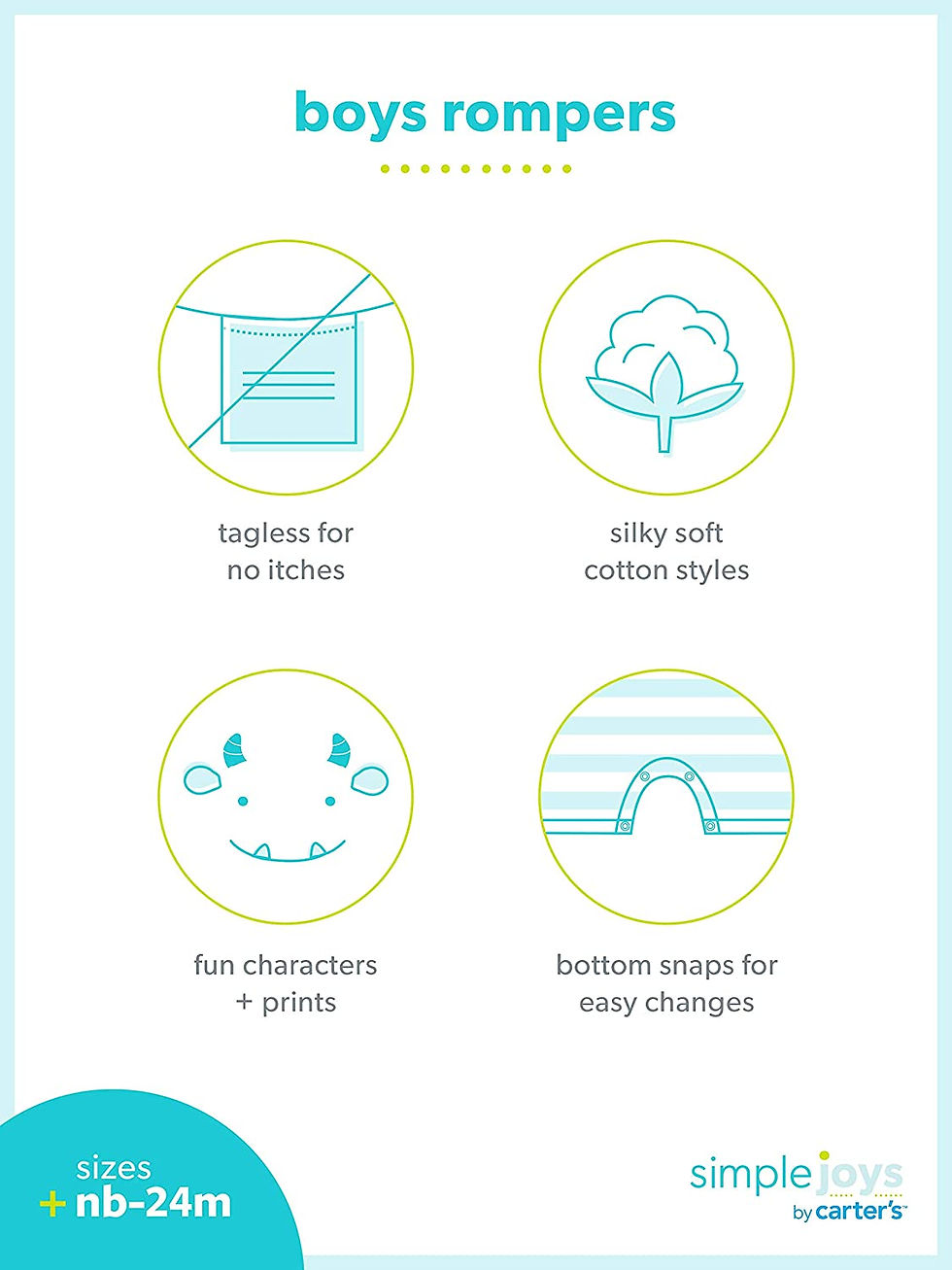 الصورة المصغرة: Simple Joys by Carter's Baby Boys' Rompers, Pack of 3