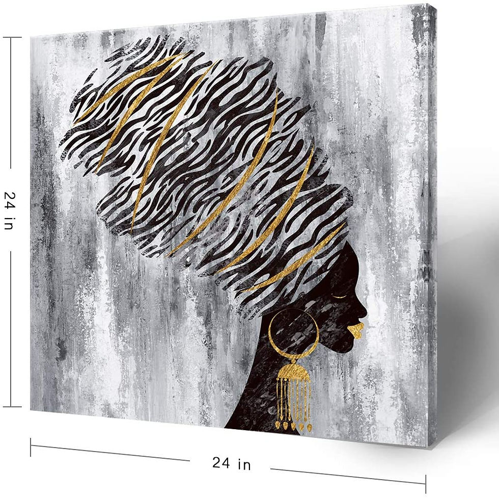 Thumbnail: Framed African American Wall Art Fashion Women Portrait Gold and Black Canvas P