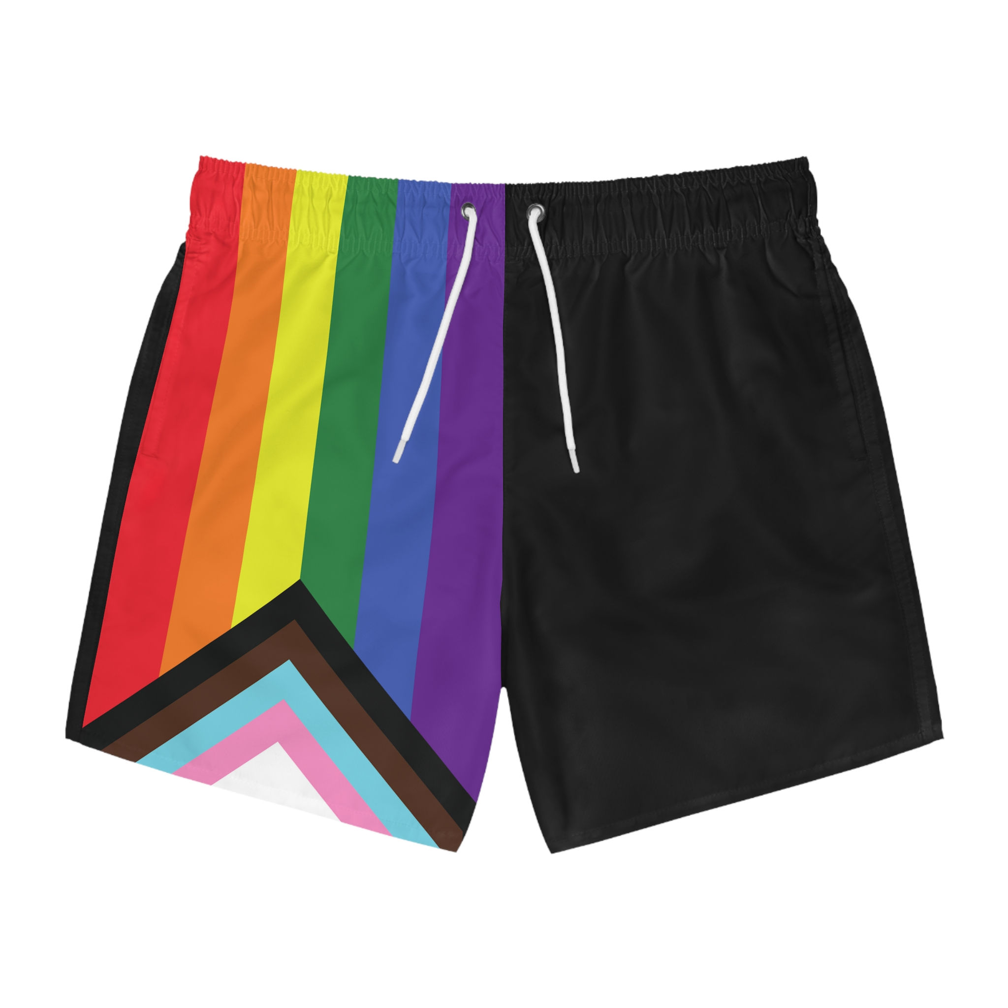 Gay Pride Black Swim Trunks