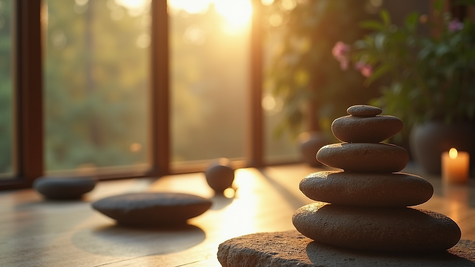 Close-up view of a peaceful meditation environment