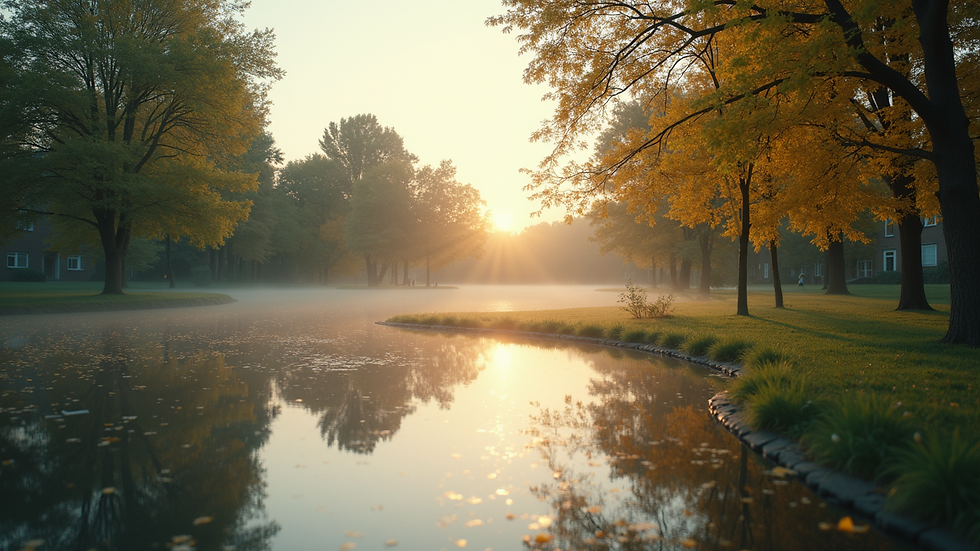 High angle view of a calm outdoor setting, perfect for breathwork