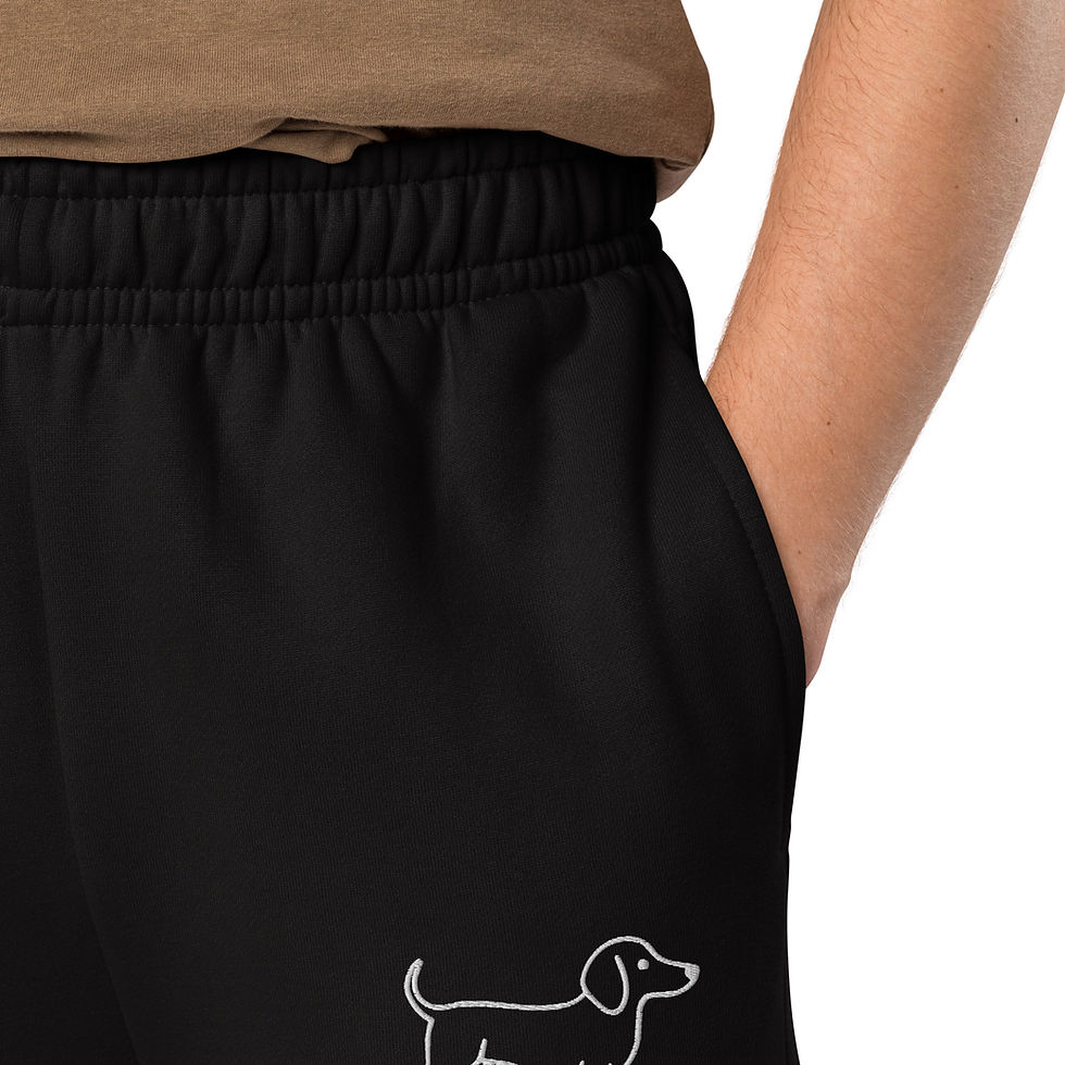 Thumbnail: Dachshund Outline Embroidered Sweatpants — (White)
