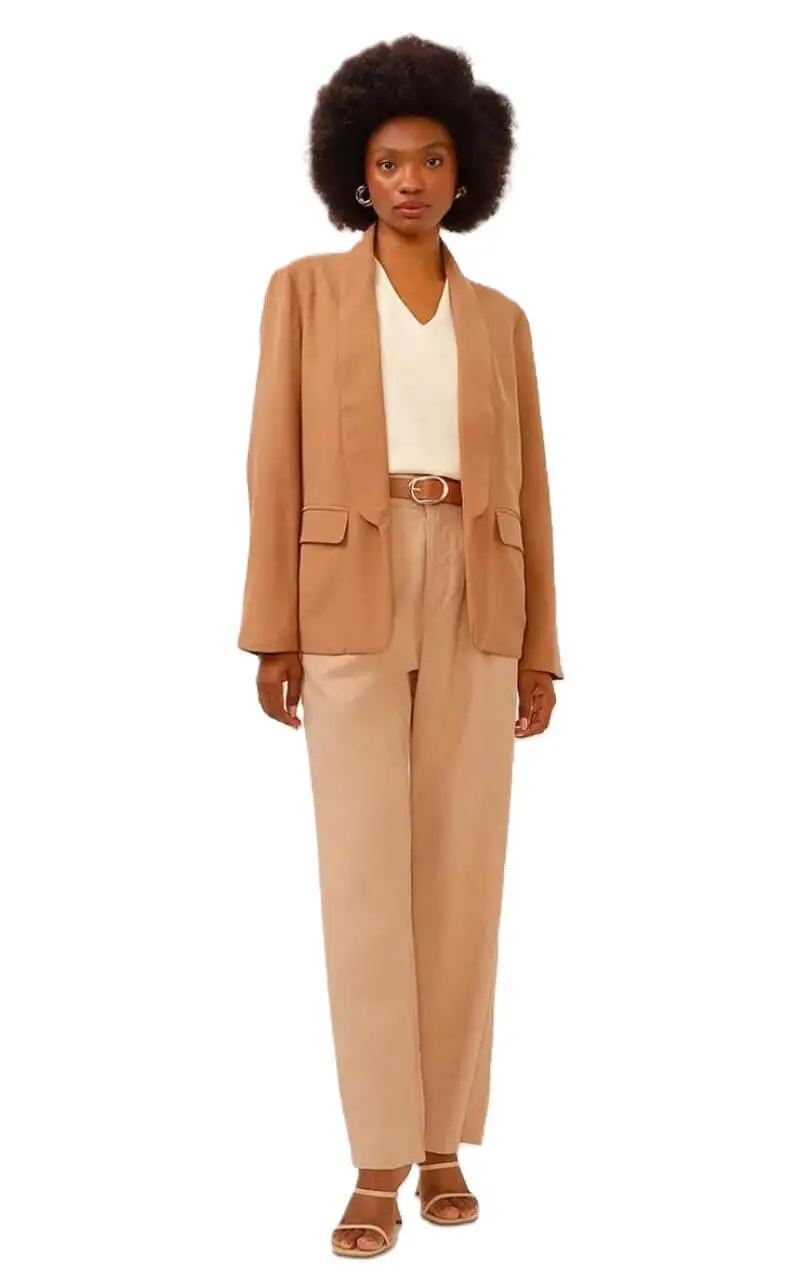 Blazer alongado marrom claro