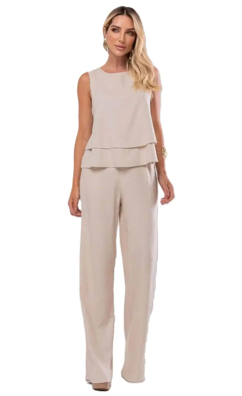 Conjunto feminino alfaiataria bege